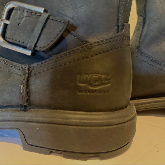 UGG Biltmore Moto Engineer Waterproof Leather Boot Black Buckle Zip Mens 8.5 - Picture 7 of 11